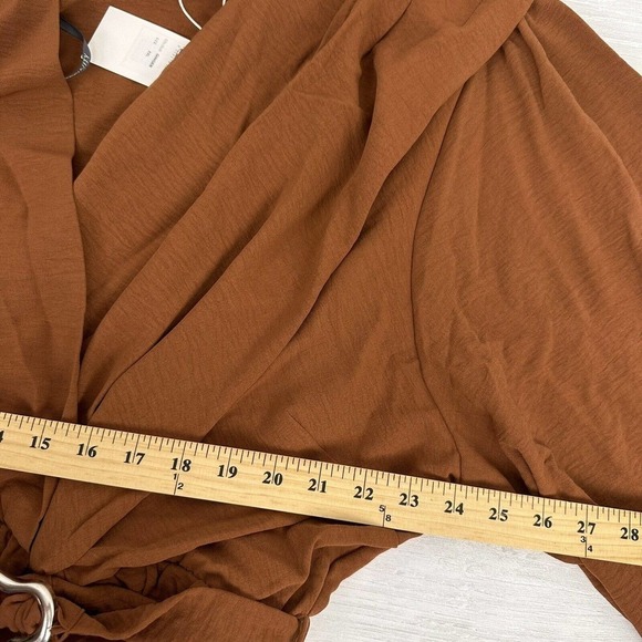 Refinity City Chic Ellie Maxi Dress Size XXL/24 Faux Wrap Brown Long Sleeve Fall - Picture 12 of 16